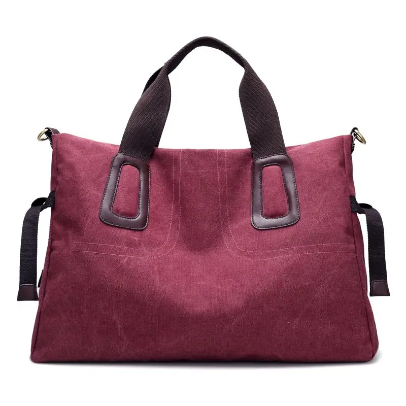 Фабра Европейский стиль винтажная холщовая женская сумка для путешествий женская спортивная сумка большая сумка для выходных серая - Цвет: wine red