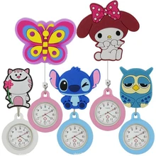 Белый Ангел мужской женский Мужчины Женщины медсестра Доктор больница госпиталь часы зажимы растягивается силиконовые мультфильм карман настенные часы