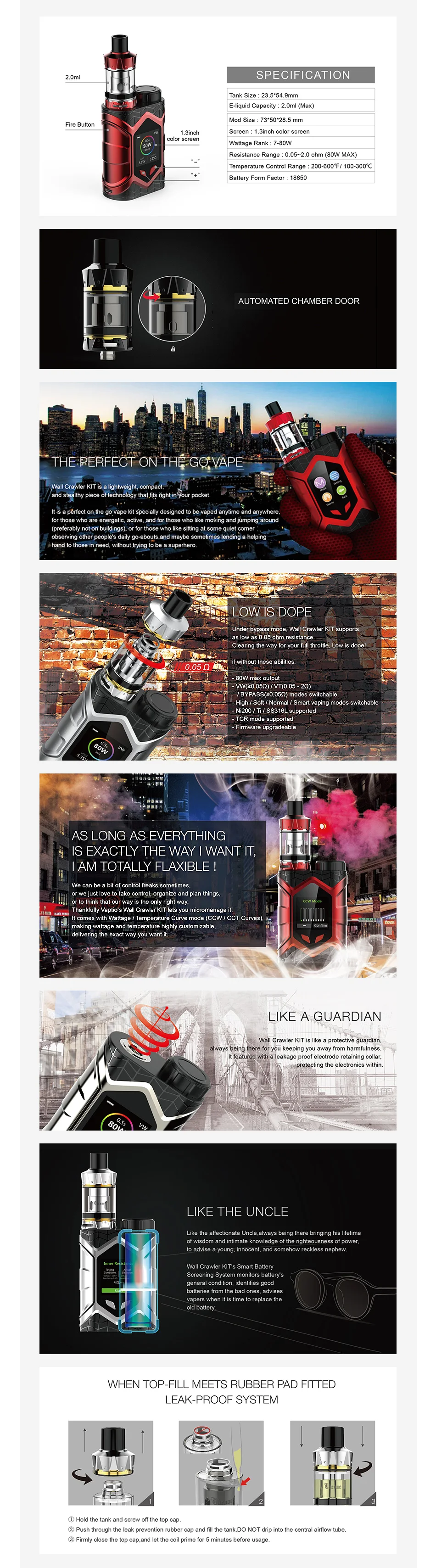 Vaptio Wall Crawler 80W TC Kit with Throne Tank