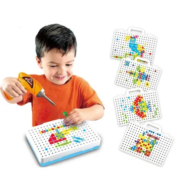 

Children Toys Electric Drill Screws Puzzle Assembled Blocks Baby Educational Kids Jigsaw Puzzles Toy Gifts FJ88