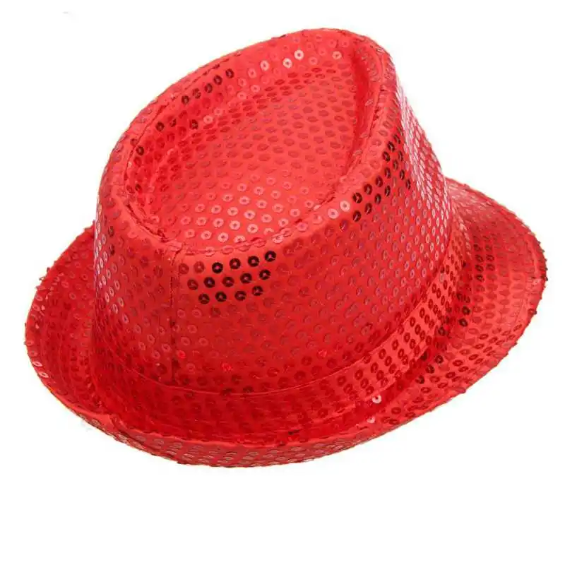 Топ мягкая фетровая шляпа с широкими полями шапки для мужчин и женщин Jazz cap s унисекс пляжный козырек шляпа Кепка короткий стиль блестки взрослых крючком Унисекс# OR - Цвет: Красный