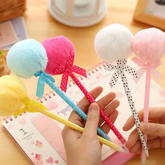 3pcs/lot soft Plush Ball pen Ribbon BallPoint Pen Stationery office and school supplier Princess fashion gift |