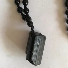 Крупные частицы неправильной формы подвеска в виде каменного маятника натуральный черный турмалин кулон Модные ювелирные изделия