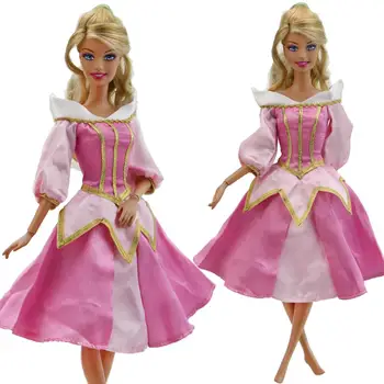 

High Quality Pink Dress Fairy Tale Copy Sleeping Beauty Costume Cosplay Dress Up Clothes For Barbie Doll Accessories Girl's