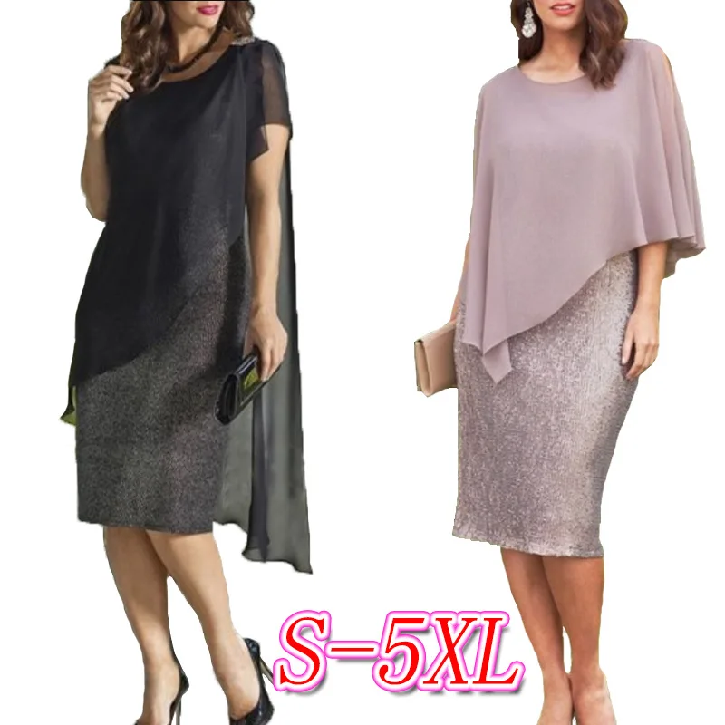 

2019 new elegent sexy fashion style summer women beauty plus size knee-length dress S-5XL
