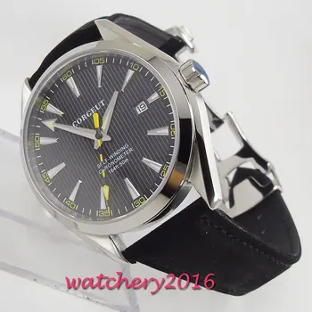 

41mm Corgeut Black Dial Date Window Sapphire Glass Miyota Automatic Movement men's Watch
