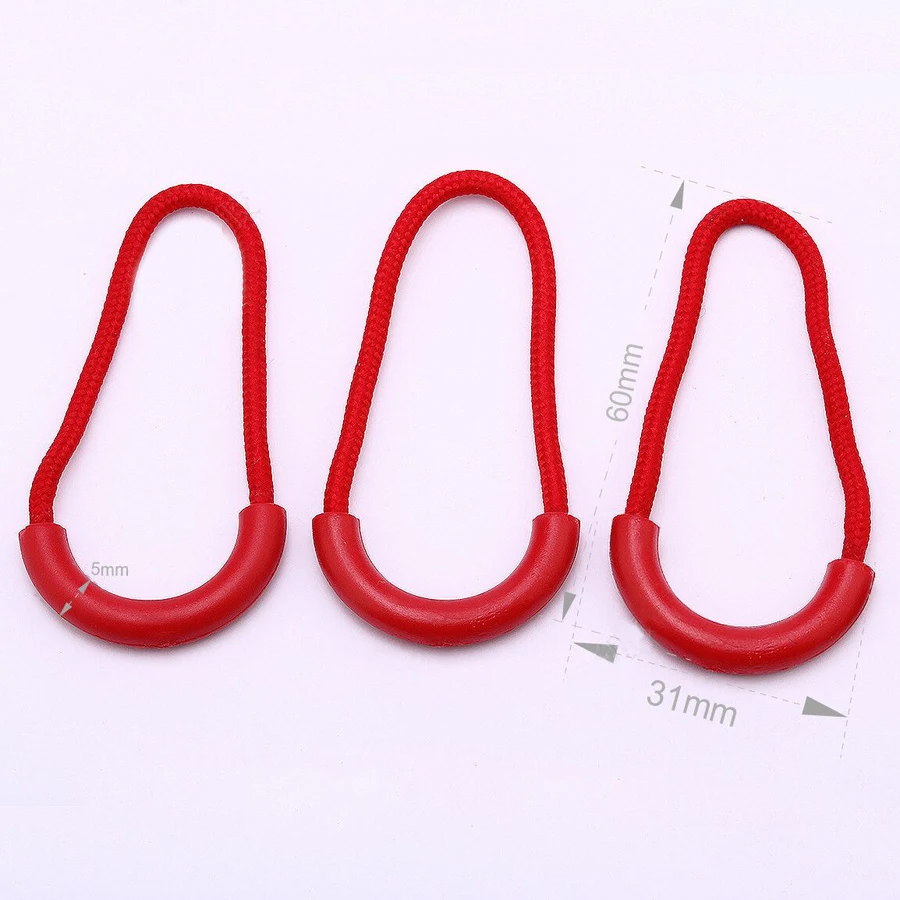 20pcs 60mm slip-resistant Multicolor silicon zipper puller for apparel luggage bag sportwear Puller