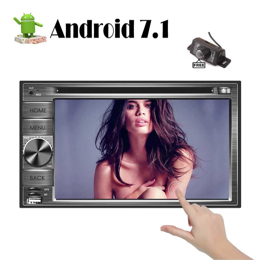 Android 7.1 8Core Car Stereo 2 Din 6.2'' Car DVD In Dash GPS Bluetooth OBD2 WiFi Mirrorlink + Free Rear Camera/Remote Control