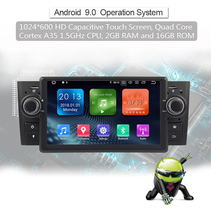 Top Android 9.0 Car DVD Player For FIAT Linea car radio GPS stereo with bluetooth wifi 2G RAM 6