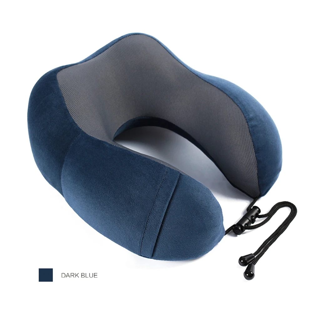 Подушка для шеи из пены с эффектом памяти, u-образная мягкая подушка для автомобиля, для отдыха в офисе, автомобильные аксессуары - Цвет: dark blue