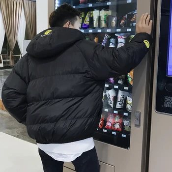 

2019 Winter New Korean Print Loose Short Bread Dress Thicken Men's Original Casual Japanese Small Fresh Cotton Clothes