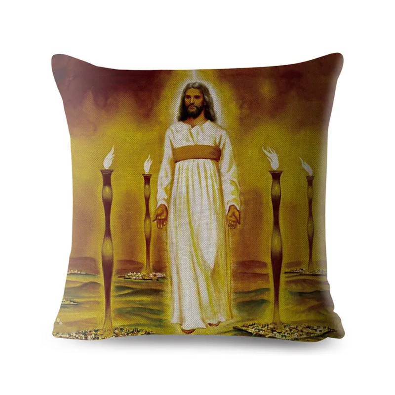 Иисуса Христа принт декоративная наволочка для подушки с квадратным льняные Чехлы для подушек подушка чехол автомобиля диван подушки для домашнего декора чехол s - Цвет: 8