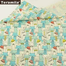 Teramila Fabric Cotton Green Twill Material Bed Sheet Bedding Texitle Printed Cartoon Foxes Design Patchwork Set Crafts
