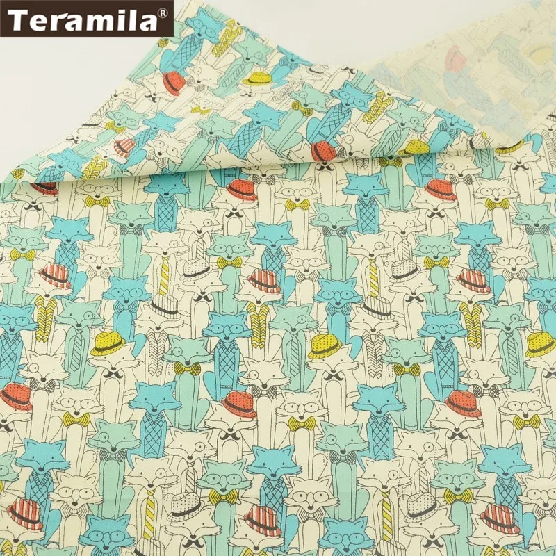 Teramila Fabric 100% Cotton Green Twill Material Bed Sheet Bedding Texitle Printed Cartoon Foxes Design Patchwork Set Crafts Teramila Fabric 100% Cotton Green Twill Material Bed Sheet Bedding Texitle Printed Cartoon Foxes Design Patchwork Set Crafts