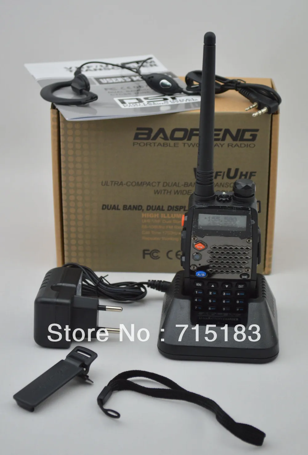 

Baofeng UV-5RD 136-174MHz(RX/TX) & UHF400-520MHz(TX/RX) Dual Band 5W/1W 128CH FM 65-108MHz with Free Earphone Two-way Radio