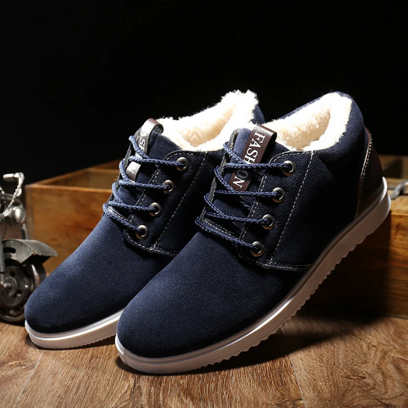 2016 Outdoor New Brand Fashion Winter Men Warm Casual Flats Canvas Male Suede Shoes Moccasins Plus Size Mens Shoes O384