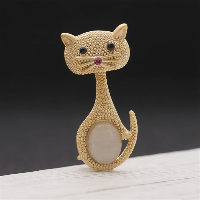 DoreenBeads 3,4x1,5 см 3D прекрасный кот брошь Модный котенок безопасности булавка для девочки женский свитер пальто костюм, воротник рубашки сумка с шарфом - Цвет: Golden