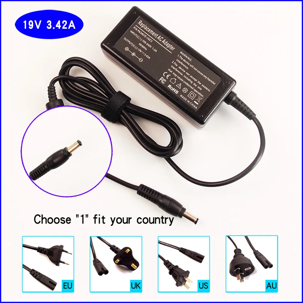 

19V 3.42A Laptop Ac Power Adapter Charger Fr ASUS A43SJ K53u K53E K53SC X54c U36jc U46e U46erf X44H X44L U56E X550C X550CA 1201T