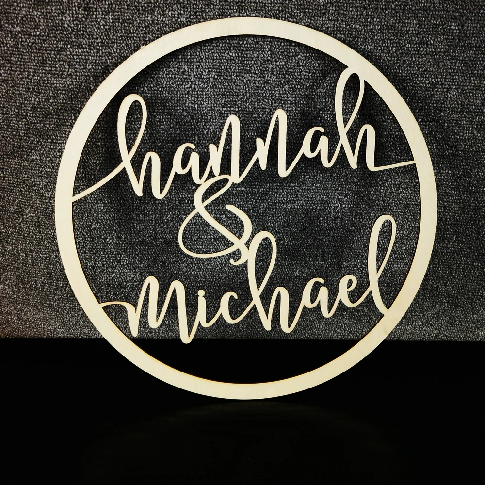 Custom Personalized Bride and Groom Name garland Shape Rural Wedding Wooden Table Decoration For Mr