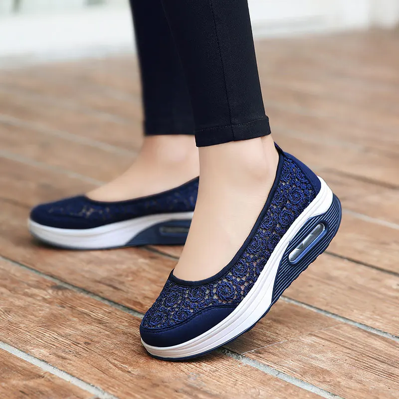 

Fashion Women Floral Breathable Mesh Lace Shoes Lady Cute Work Nurse Shoes Casual Femal Shoes Platform Hollow Out zapatos mujer