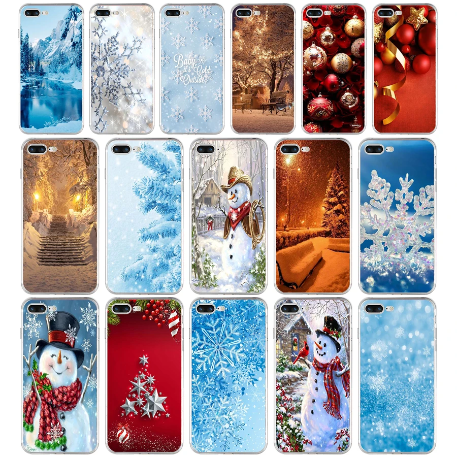 

77SD Happy New Year to the Christmas tree Soft TPU Silicone Cover Case For Apple iPhone 6 6s 7 8 plus Case
