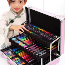 158 шт Художественный набор, детские наборы для рисования, товары для рукоделия, инструменты для рисования, цветные карандаши с подарочной коробкой