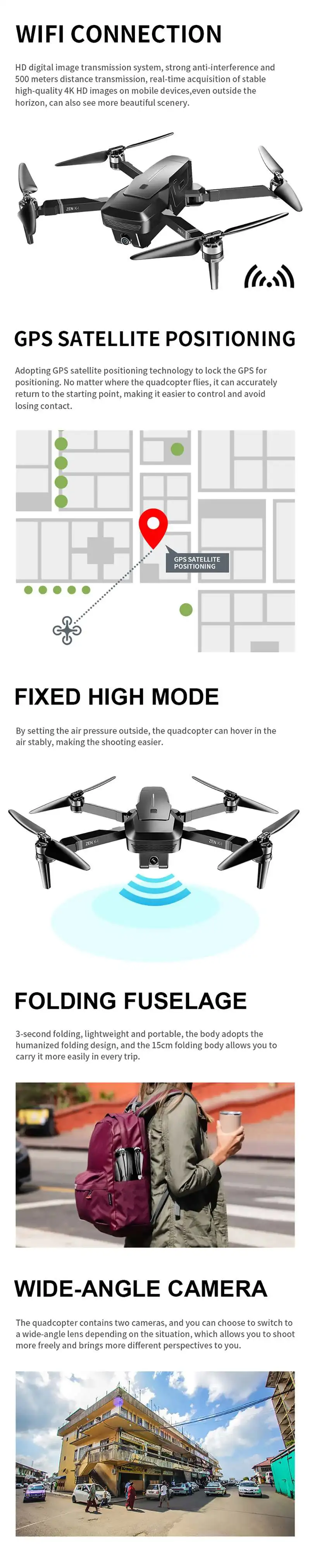 VISUO ZEN K1 5G wifi FPV Дрон gps с 4K 720P HD двойной камерой 30 минут время полета бесщеточный складной Радиоуправляемый квадрокоптер VS XS812 F11