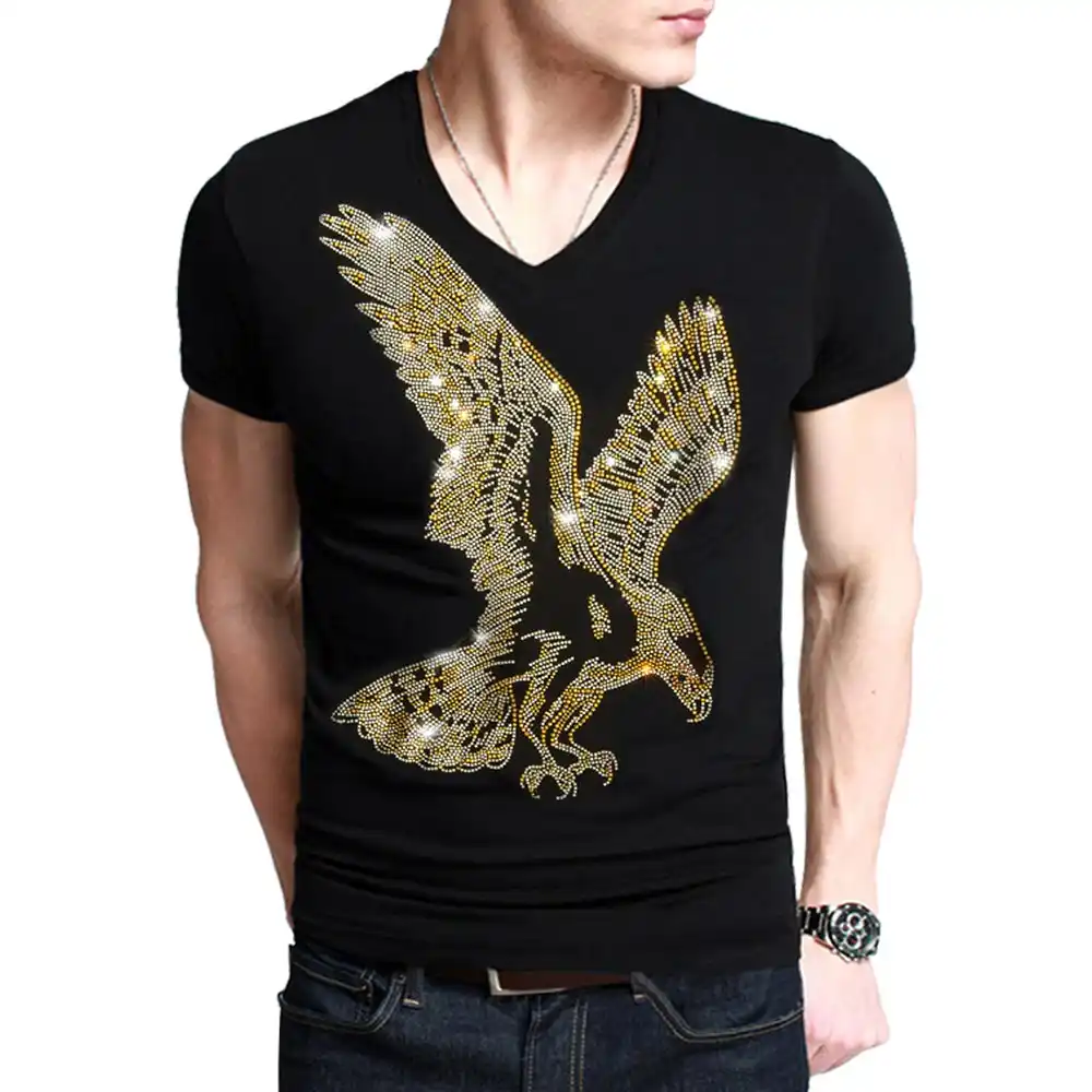 Camiseta masculina com strass Clearance