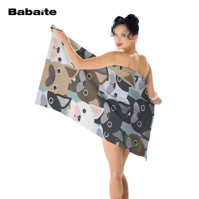 Babaite Cute French Bulldogs Corn Doggies Boston Terrier Puppy Bath Babaite Cute French Bulldogs Corn Doggies Boston Terrier Puppy Bath Beach Towel Swimming Wrap Blanket Quick