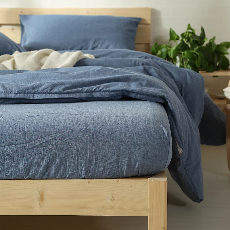 Chausub Nordic Plaid Bed Linens Duvet Cover Washed Cotton Bedding