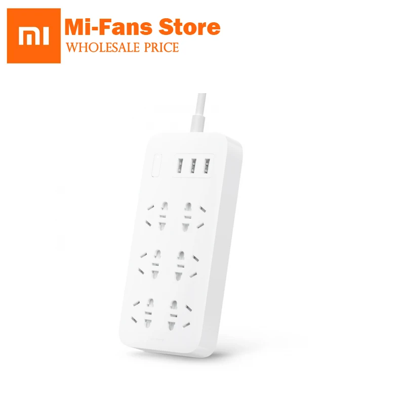 

100% Original XiaoMi Power Strip Fast Charging 3 USB with 6 Port 1.8 M Hidden Warning Light Power Plug Power Strip Adapter