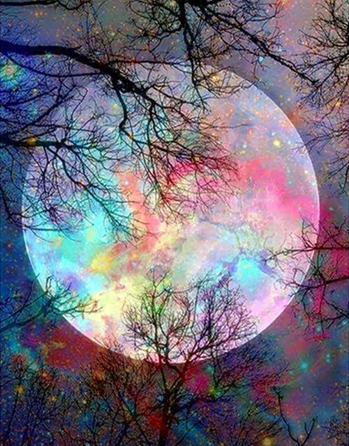 

NEW Arrivals Full Square Drill 5D DIY Diamond Painting scenic "Colored moonlight" Embroidery Cross Stitch Mosaic Home Decor Gift