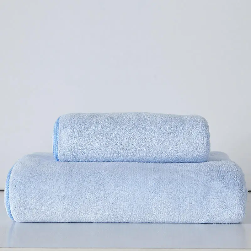Однотонное пляжное полотенце из микрофибры для ванной для взрослых, быстросохнущее мягкое толстое высокоабсорбирующее антибактериальное полотенце - Цвет: Синий
