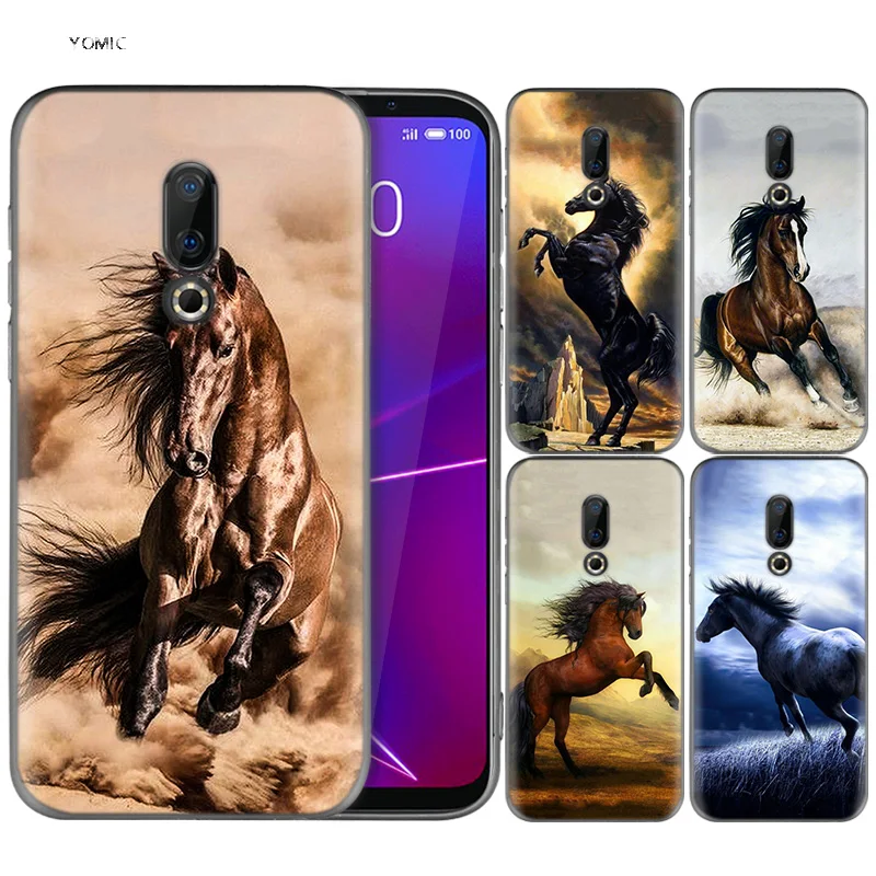 

Silicone Case for Meizu 16 16th M6T Black Dark Coque Shell Cell Phone Tpu Cover Dull Polish Horse Series
