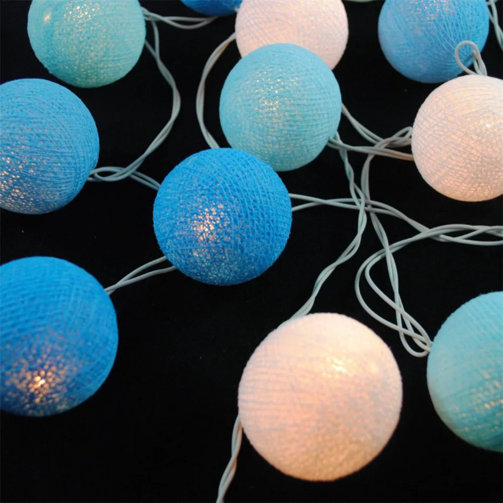 4 Colors 20Pcs/lot Led Cotton Ball String Light Christmas Decoration