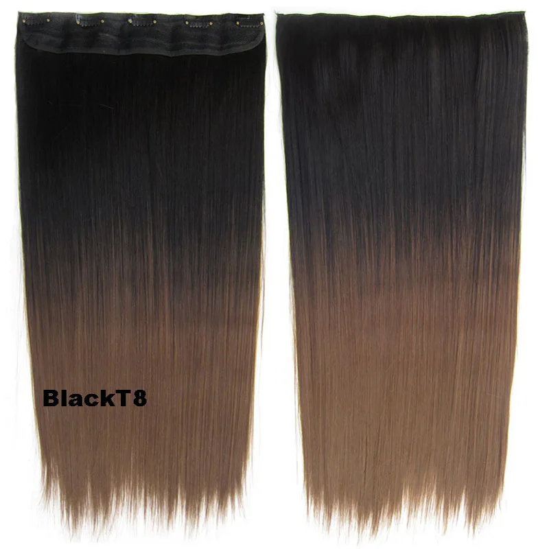 Jeedou постепенное Ombre цвет прямой зажим для волос в наращивание волос одна деталь 5 Зажимы 60 см 130 г синтетический коричневый блонд балаяж