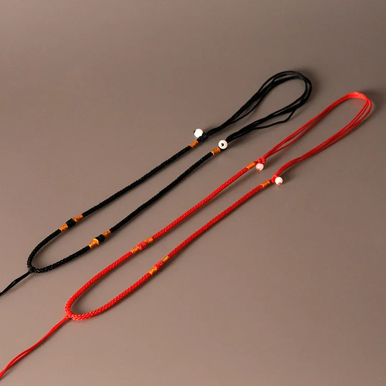 

2pcs Hand Knotted Chinese Style Rope Necklace for Jade Black Red Brown Rope Cord String Necklace Adjustable 65cm Long