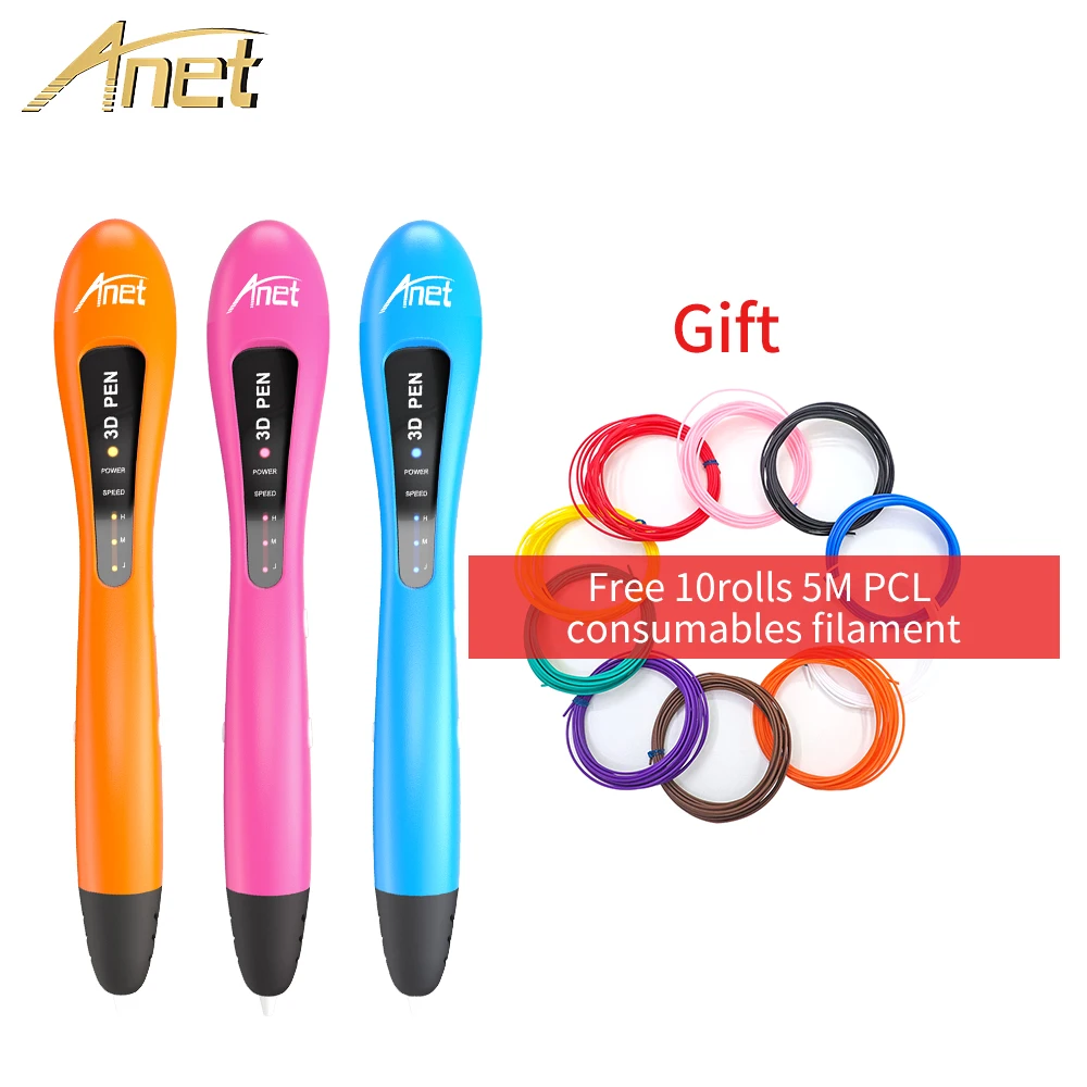 

Anet 3D Pen LED Indicators Low Temperature 3D Drawing Printing Pen 1.75mm 3d pen Filament Refills DIY Creative Gift for Kids