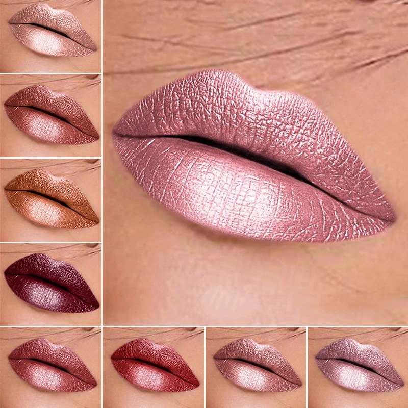 Glitter Lipstick Long Lasting Waterproof Shimmer Shiny Red Lip Gloss