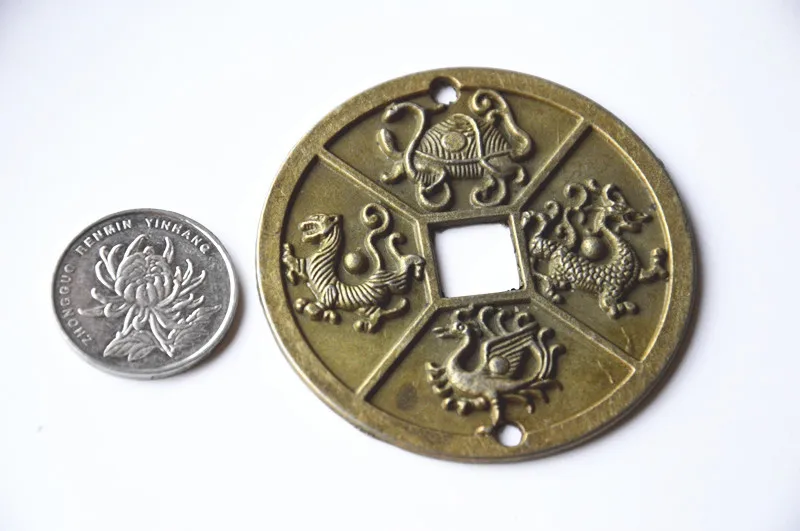 1 шт. Древние китайские четыре небесные животные мифические создания фэн-шуй монета латунь удача монета удача коллекция подарок