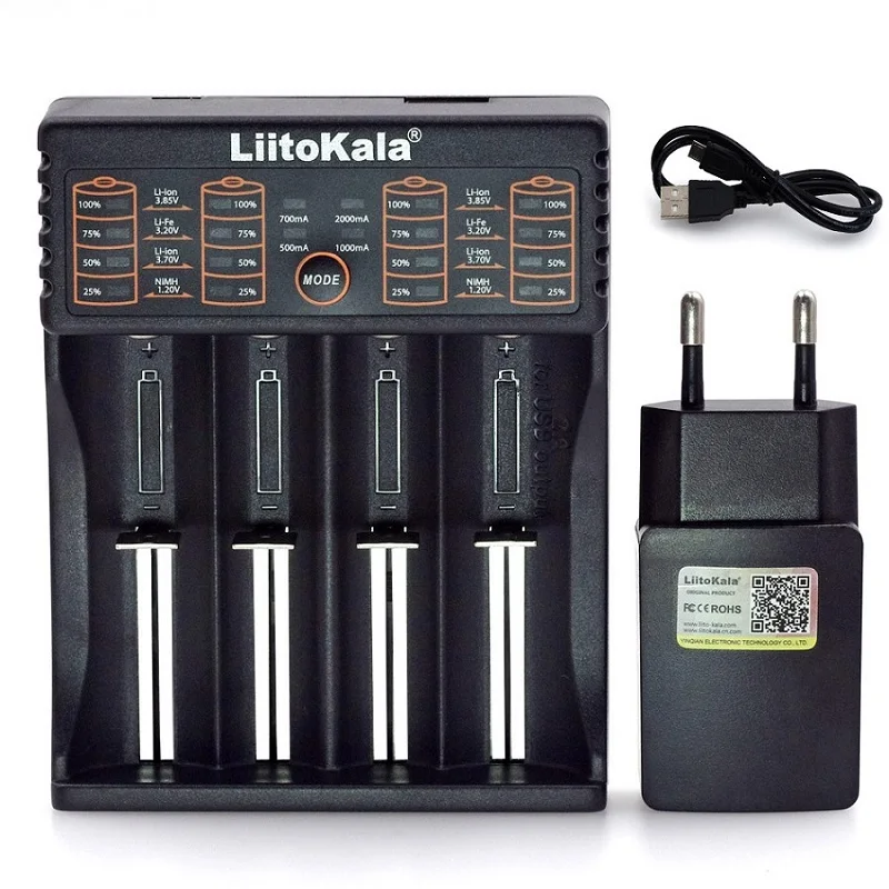 Liitokala Lii-100 Lii-202 402 18650 зарядное устройство 1,2 В 3,7 В 3,2 В 3,85 В AA/AAA 26650 16340 NiMH литиевая батарея зарядное устройство+ разъем - Цвет: Lii-402 whole packag