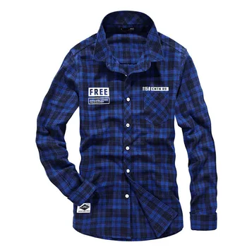 

2017 New Arrival Cotton Men's Shirts Fashion Male Spring Autumn Long Sleeve Plaid Casual Shirt Camisa Masculina
