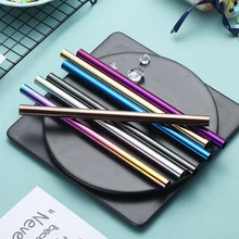 EIMAI 2/4 шт. 215x12 мм Красочные 304 Нержавеющая сталь соломинки многократного использования питьевой соломы изогнутая металлическая соломинка с чистящая щетка A19