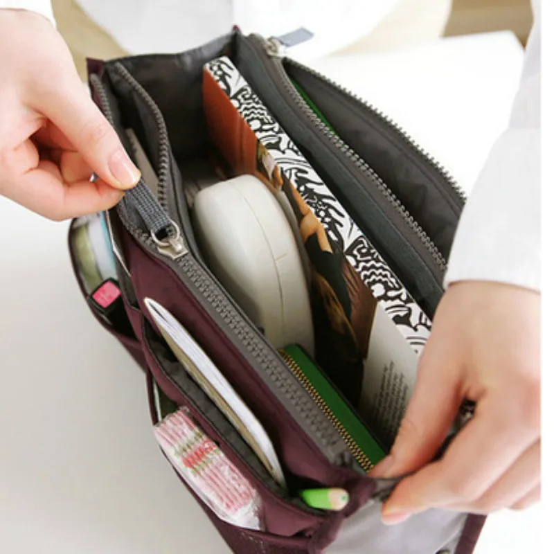 IMucci النساء النايلون السفر إدراج منظم حقيبة يد محفظة كبيرة بطانة سيدة ماكياج التجميل حقيبة رخيصة الإناث حمل