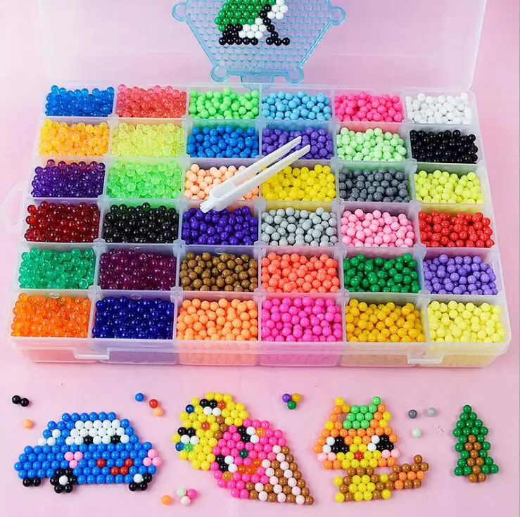 36 цветов, сделай сам, волшебные шарики для воды, Пламенные шарики, липкие бусины, Хама, бусины ручной работы, 3D бусины perler, головоломка, развивающие игрушки - Цвет: 36 color 12500pcs