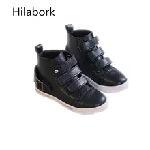 Enfants chaussures 2017 Printemps et Automne de mode chaud Martin bottes garçons casual glissante en peluche bas tube bottes filles cowskin bottes