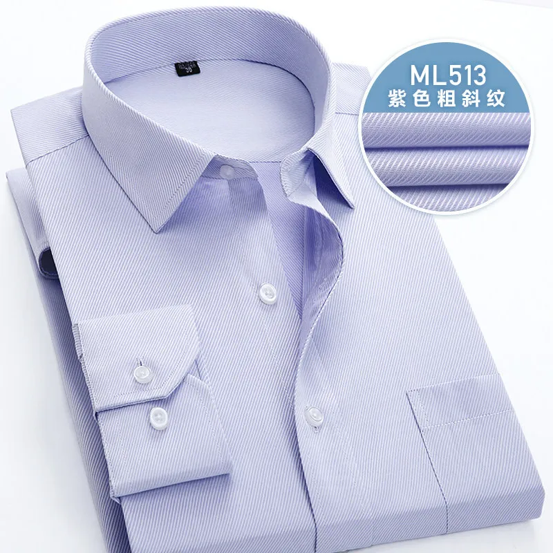 Новое поступление, мужская рубашка без железа, одноцветная, Стандартная посадка, длинный рукав, отложной воротник, формальные мужские модные рубашки, мужские рубашки - Цвет: ML513