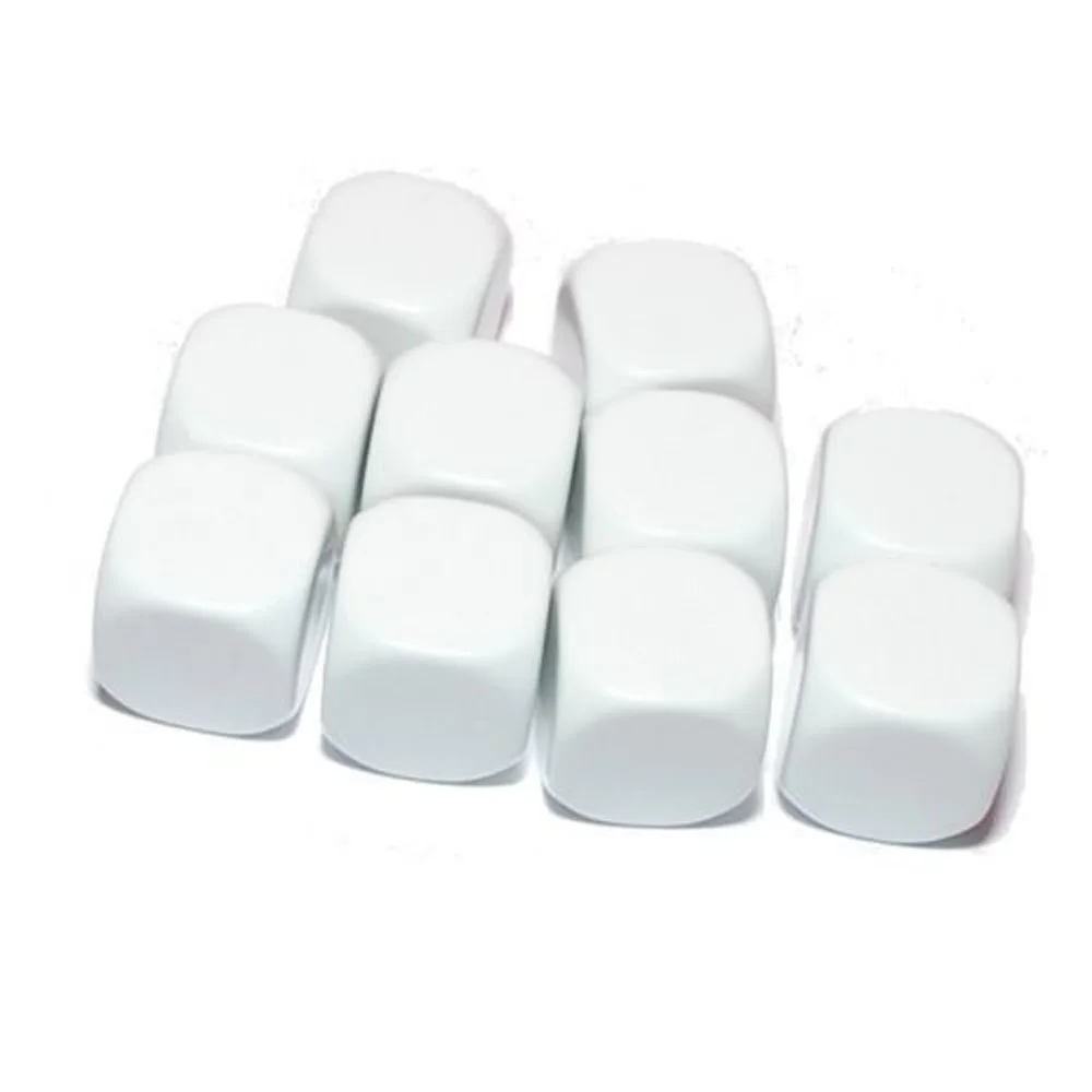 

25X Spare Acrylic Blank White Counting Cubes 16mm Square Gaming Dice Toys DIY YT