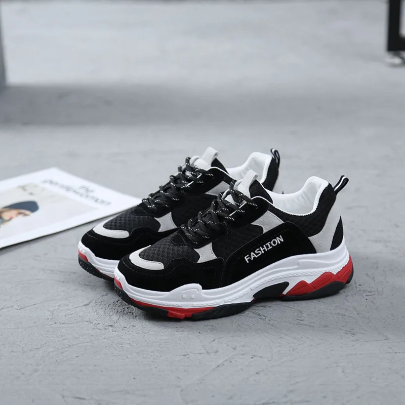 2018 Spring New Arrivals Shoes Woman Sport Leisure Student Fashion Heighten Antiskid Breathable Lace-Up Mixed Colors Tide Women's Shoes