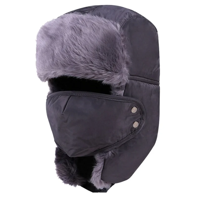 Альпинистская шапка зимняя утолщенная из искусственного меха многофункциональная спортивная теплая шапка бомбардировщик ушных лоскутов шапка для пешего туризма лыжного спорта - Цвет: gray
